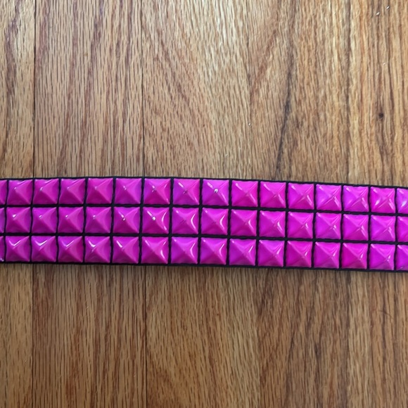 Hot Pink and Black Studded Belt W/Removable Buckle - Picture 3 of 6